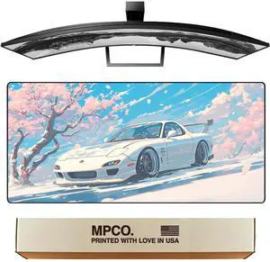 MPCO. Manga Motors Large Gaming Desk Pad - 36" x 17" Duraglyde Fabric Mios-Mazda Desk Mats - Non-Slip, Smooth Glide for Precision Gaming & Work