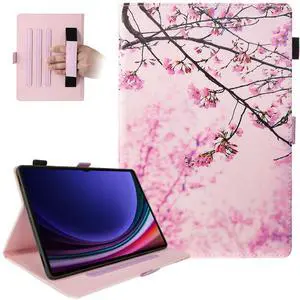 Dteck Case for Samsung Galaxy Tab S10 Ultra 2024/S9 Ultra 2023/S8 Ultra 2022 14.6", Premium PU Leather Stand Smart Folio Shockproof Protective Auto Sleep/Wake Cover with S Pen Holder,Pink Cherry