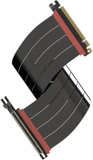 LINKUP PCIE 5.0 Riser Cable | for Vertical GPU Mount | Left Angle | Graphics Card GPU Ready | Usable with PCIe 4.0 & RX9070/ RTX5090 | 40cm (Total Length: 44cm)