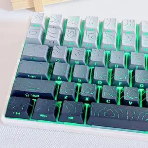 134 Keys PBT Doubleshot Keycaps Cherry Profile Shine Through Topographic Keycaps Set Fit for 61/64/87/104/108 Cherry Mx Switches Mechanical Keyboard