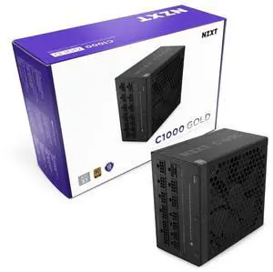 NZXT C1000 Gold ATX 3.1 - Fully Modular Low-Noise PC Gaming Power Supply - 1000 Watts - 80 Plus Gold - 12V-2x6 Connector - Zero Fan Mode - 100% Japanese Capacitors - Black