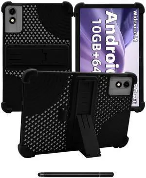 for HNVHNV C30 10 inch Android Tablet Case,BOVUGAC Soft Silicone with Capacitive Pen,Heat Dissipation Design,Adjustable Stand,Shockproof,Kids Friendly(Black)