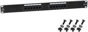 Cable Matters [UL Listed] 12 Port Patch Panel Wall Mount or Rackmount, IU Cat6 RJ45 Patch Panel for 10 Gb Ethernet, Works with 19" Racks/Cabinets/Wall-Mount Brackets