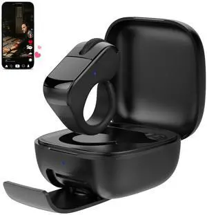 3-Link TikTok Scrolling Ring with Touchpad, Finger Silent Air Mouse, Remote Control for TikTok/YouTube Shorts/Instagram Reels, Bluetooth Page Turner for iPad/Kindle App/iPhone/Android/PC (Black)