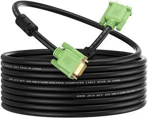 XXONE 30ft VGA Cable - Male to Male, 15 Pin Gold-Plated Connectors, 1080P HD - Compatible with Computer, Laptop, Monitor, Projector, Gaming, HDTV, DVD (Black)