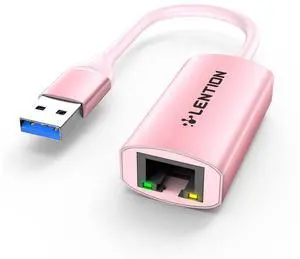 LENTION USB 3.0 Type A to Gigabit Ethernet Adapter, 1000M RJ45 Wired LAN Network Converter Compatible with Nintendo Switch, MacBook Pro/Air, Surface, Chromebook, Most Windows Laptops (HU604,Rose Gold)