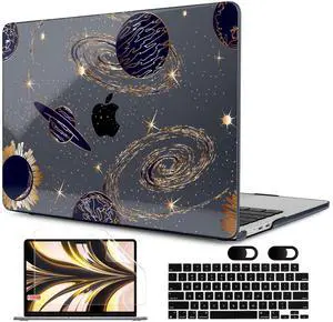 MEEgoodo Case for M4/M3/M2 MacBook Air 13.6 inch Case 2025 2024 2022, Fit Model A3240/A3113/A2681, Laptop Hard Shell with Keyboard Cover Compatible with MacBook Air 13 inch, Planets & Galaxies