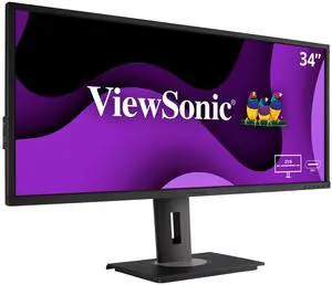 ViewSonic VG3456 34 Inch 21:9 1440p Monitor with Ergonomics Design, USB C, FreeSync, Docking Built-In, Gigabit Ethernet RJ45 for Home and Office