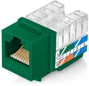 Everest 90° Angled RJ45 Cat6 Keystone Jacks 100-Pack in Green - Slim Profile Female RJ45 Connectors - Cat 6 Keystone Jack - Compatible with 90° Angled Speed Termination Tool - easyJACK (B094WB91H3)