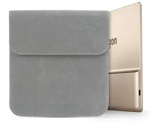 Sleeve Bag Suede Leather for 7" Kindle Oasis (10th Generation, 2019 Release and 9th Generation, 2017 Release), Portable Water Repellent Protective Case (Gray)