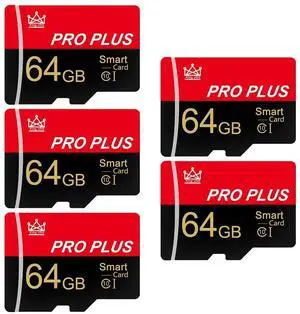 5 Pack TF Card 64GB with Adapter, High Speed Memory Card, UHS-I C10 A1 Memory TF Card for Tablet/Mobile Phone/Camera/Car Audio/Game Console (64GB-5 Pack)