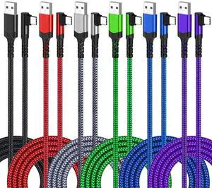 Agtray 6-Pack 10ft USB C Cable 90 Degree Right Angle Long Nylon Braided USB a to USB c L Shape Plug Fast Charging Type C Android Charger Cord for Samsung Galaxy S25 S24 S23 A16 A15, Google Pixel 9 8 7