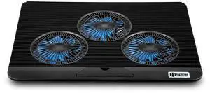 Laptop Cooling Pad, Mspine Laptop Cooler with 3 Blue Silent Fans, Ergonomic USB Powered Laptop Stand with Dual USB 2.0 Ports, Height-Adjustable Notebook Cooler for Notebook Under 17"- Black