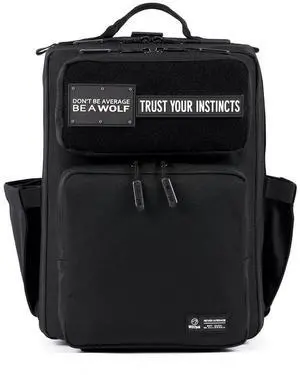 WOLFpak 15L Slim Tactical Gym Backpack - Durable 1000D Waterproof Oxford Material | Minimalist Daypack w/Laptop Pocket & Dual Cup Holders | Great for Travel & Everday Carry | (Alpha Black)