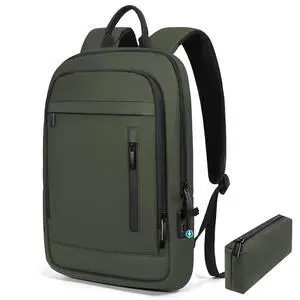 Business Backpack for Men Lightweight Commute Laptop Backpack Anti-Theft Water Resistant Backpack for 17.3 Inch Computer for Daily Office Work with Small Bag (Green)