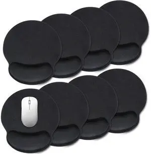 JJUNW 8 Pack Ergonomic Mouse Pad with Wrist Rest Support, Comfortable Mousepad with Non-Slip Base, Small Memory Foam Computer Mouse Pad for Laptop Computer Gaming (Black)