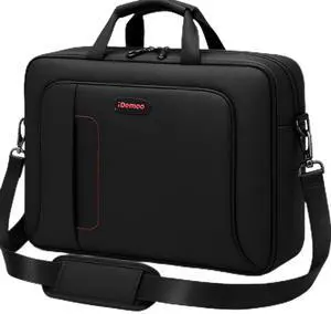 iDemoo ELITE 16 Inch Laptop Bag with Shoulder Strap - Jet Black - Laptop Briefcase, Expandable Water Resistant Laptop Shoulder Messenger Bag Durable Computer Case for Business/Travel/Men/Women