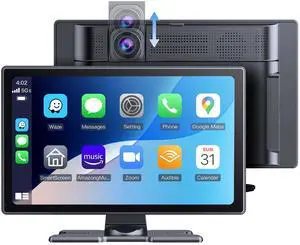 Carplay Screen for Car,9" HD IPS Wireless Touch Car Play Screen for Apple Carplay & Android Auto,with SuperLink/AirPlay,4K Dash Cam,1080p Backup Camera,Loop Recording,Bluetooth Audio,GPS,Siri