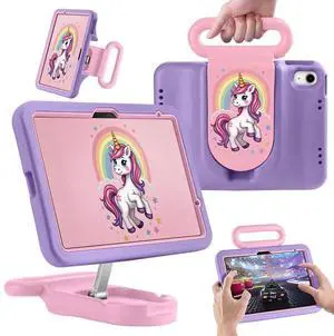 Kids Case for iPad (A16) 11th/10th Gen 2025/2022, Cute Shockproof EVA Case with Handle & Stand, Child-Friendly Drop-Proof Cover for iPad Air 11 inch (M3/M2), Adjustable Viewing Angle for Kids(Purple)