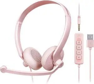 FEABASK Headset with Microphone for PC - Wired USB Headset Computer Headphones with Microphones