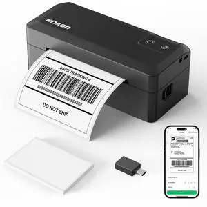 KNAON Shipping Thermal Label Printer, 4x6 Portable Label Printer, Bluetooth Label Maker for Small Business, Support iPhone,Android,Windows,Mac,Chromebook,Works with USPS, Ebay,Shopify&More, Black