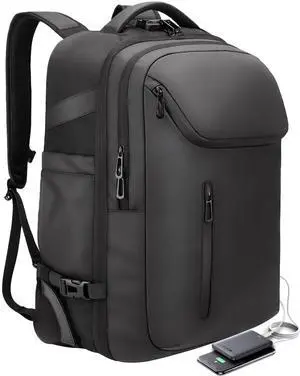 RoyalAnt Rolling Backpack,50L Travel Backpack with Wheels,17.3inch Laptop Backpack with USB Port,TSA Carry On Anti Theft Backpack for Business Work Airplanes,Large Backpack for Men Women,Black