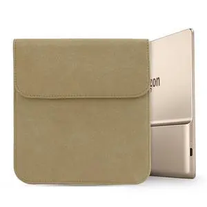 Sleeve Bag Suede Leather for 7" Kindle Oasis (10th Generation, 2019 Release and 9th Generation, 2017 Release), Portable Water Repellent Protective Case (Brown)