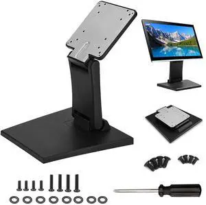 Monitor Stand, Adjustable Folding Metal LCD TV Desk Stand with VESA Hole14-27 Inch for Flat LED Monitor Screen/Industrial Control/Touch Monitors/Ktv Vod System/Cash Registers