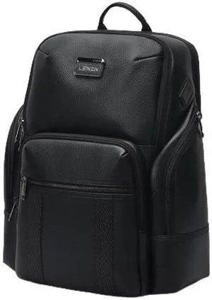 LENZN Durable Leather Laptop Business Backpack Perfect for Men & Women, Work Backpack Fits 15.6 Inch, Premium Quality Travel Bag with USB Charging Port, Water-Resistant, Bookbag with Multiple Pockets