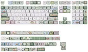 KiiBoom Sprout Picnic Keycap Set, 144 Keys MOA Profile PBT Keycaps for Mechanical Keyboard, Compatible with ANSI/ISO, 60%, 65%, 75%, TKL, Full-Sized Layout