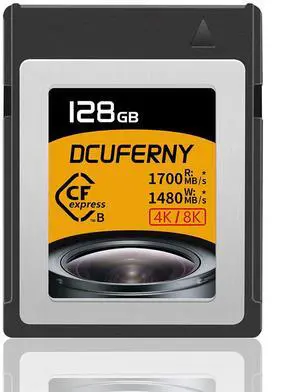 128G CFexpress Type B Memory Card,Up to1700MB/s Read1480MB/s,Write Raw 4K/8K Video Recording for Express Transfer& Large Storage For Nikon Z6/Z7/Z9/D6,Canon EOS1DX/EOS-R5,Panasonic S1/S1R,DJI Ronin 4D