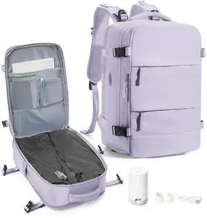 Vacuum Backpack Travel,Air Backpack with Pump Personal Item Carry On Backpacks Flight Approved Laptop Work Seal Compression Bags Men Women Vacpack Business College Casual Daypack Purple