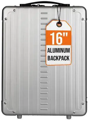 All Aluminum Lightweight 16" Hybrid Backpack for Men & Women, Fits 13" Laptop, Premium Hard Shell Backpack for Business Travel with RFID blocker for Tech, Executive, Gamers, Photographer (Silver)