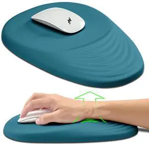 Hokafenle Ergonomic Mouse Pad Wrist Support, Terraced Slope Carpal Tunnel Wrist Pad for Mouse with Unibody Memory Foam, Wrist Rest Pain Relief Mousepad (Turquoise, 11.8x7.9 in)