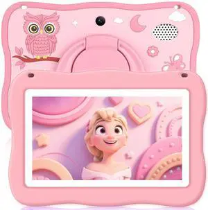 Kids Tablet 7IN Toddler Tablet for Kids, Children Tablets for Toddlers with Parental Controls, Camera, Shockproof Case, Kids Learning Apps Pre-Installed Kids Educational Tablets for Boy Girl (Pink)