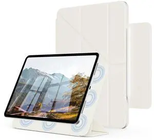 KVTVOU Case for iPad (A16) 11th/10th Generation (2025/2022, 11/10.9 Inch), Powerful Smart Magnetic Attachment, Slim Lightweight Y-Multiple Stand Cover, Support Touch ID & Auto Sleep/Wake, Cream White