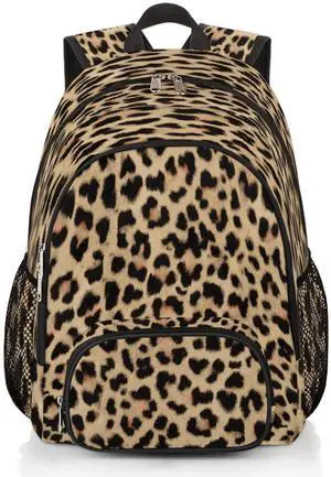 Animal Print Backpacks for Travel Laptop Backpack Waterproof School Backpack with Laptop Compartment & Multiple Pockets Leopard Skin Casual Daypack College Bookbag