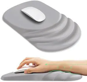 Ergonomic Mouse Pad with Wrist Rest Support,Non-Slip PU Base,Massage for Carpal Tunnel Pain Relief,Memory Foam Mousepad for Home,Office,WorkGray
