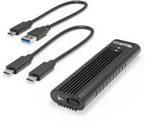 Plugable M.2 NVMe SSD Enclosure; Tool-Free & Driverless, USB 3 Type-C, Including Thunderbolt and USB4, at 10Gbps. for M.2 NVMe SSDs 2230 to 2280 PCIe Gen 3 and 4. USB Cables Included