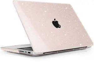 Lepeoac for MacBook Pro 14 Inch 2024 2023 2022 2021 Release M4 A3112 A3401 A3185 M3 A2918 A2992 M2 A2779 M1 A2442 Pro/Max Chip, Plastic Hard Shell Case with Keyboard Cover, Sparkle Sakura Pink