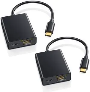 ZEXMTE USB C to Ethernet Adapter for Chromecast with Google TV- USB C to Rj45 Ethernet Network Adapter, Compatible with Chromecast Google TV (HD/ 4K), Laptop, Tablet - Adhesive Tape Include, 2 Pack