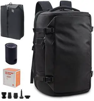 OPOALO Vacuum Backpack Travel Seal Compression: Vacpack with Electric Air Pump Carry on Expandable Back Pack System for Laptop Hiking Business Flight Airplane Approved Water-resistant Lightweight