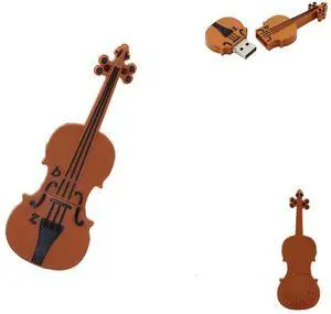 Cute Flash Drive - Cool USB Drive 16GB - Wedding USB - Violin Thumbdrive 16GB (Walnut Violin)