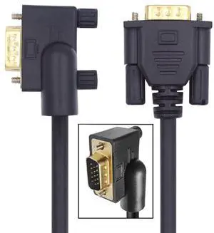 xiwai 90 Degree VGA RGB Cable Right Angled Male to Straight Male Extension Cord 3COAX+6C for Computer Monitor Projector 1m/3.3ft