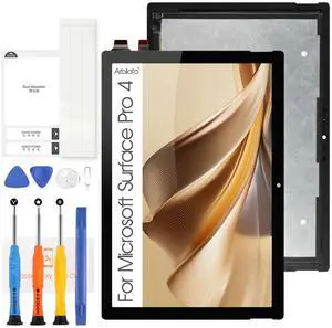 Screen for Microsoft Surface Pro 4 Tablet Screen Replacement for Surface Pro 4 4th LCD Screen 1724 Touch Display Digitizer Assembly Repair Parts(Black No Frame)(Without LCD Flex Conversion)