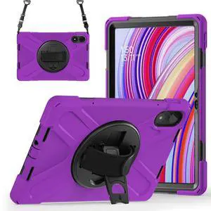 GooodiDEAR for Redmi Pad Pro 12.1 Case, Heavy-Duty Shockproof Cover Mi Poco Pad 12.1 with 360° Rotating Kickstand, Adjustable Hand Strap Shoulder Strap, Full-Body Protection, Dust Plug Design, Purple