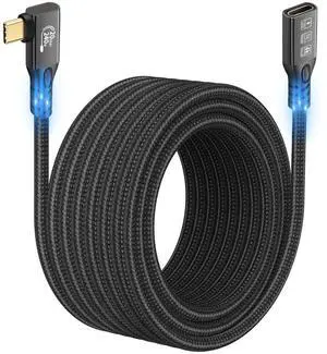 CHENLENIC 90 Degree USB C 3.2 Extension Cable 20Gbps, USBC 3.2 Gen2 Typec Male to Female Extender Cable Ultra 4K@60Hz 240W Charging 20Gbps Data Transfer with SSD eGPU (90 Degree Extension 20G 240W-3M)