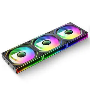 Ocypus Gamma F12 UNI 120mm PC Fans, Daisy-Chain Computer Case Cooling Fan, New-gen Infinity Mirror, Flowing ARGB Light Effects, Low Noise PWM, Up to 1800RPM 9-Blade Reverse (BK, 3PCS)