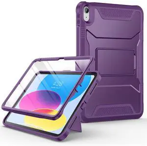 Supveco Case for iPad 10th Generation (10.9'', 2022 Released), Dual Layer Full Body Protection Cases with Built-in Screen Protector Drop-Proof Cover for iPad 10.9 Inch - Purple