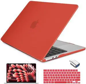 Batianda Compatible for M4 MacBook Air 15 inch Case 2025 2024 M3 2023 M2 Chip Model A3241/A3114/A2941, Hard Shell Case with Screen Protector Silicone Keyboard Cover, Matte Red